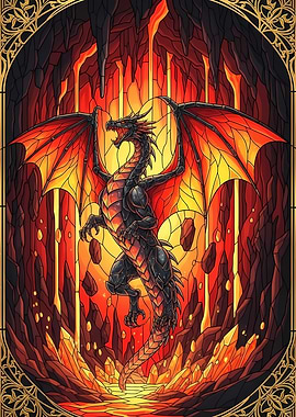 Stained Glass Dragon in Lava Cave