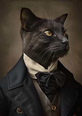 Dapper Black Cat Portrait