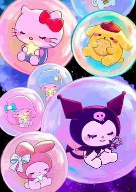 Sanrio Characters in Bubbles