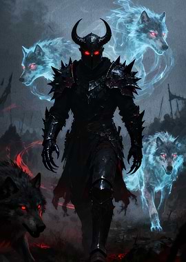 Dark Knight with Spectral Wolves