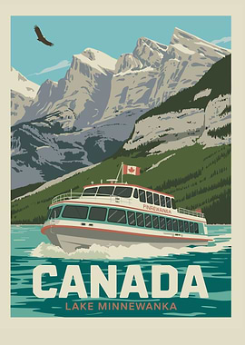 Lake Minnewanka Canada Travel Poster