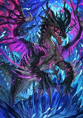 Dark Dragon with Purple Energy