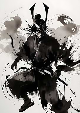Samurai Warrior Ink Art