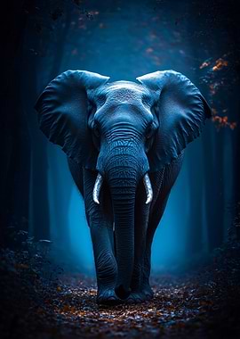 Elephant in Blue Forest