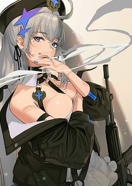 Anime Girl Smoking with Rifle