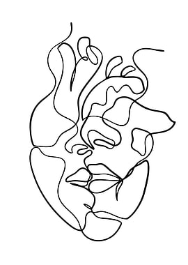 Abstract Face Line Art
