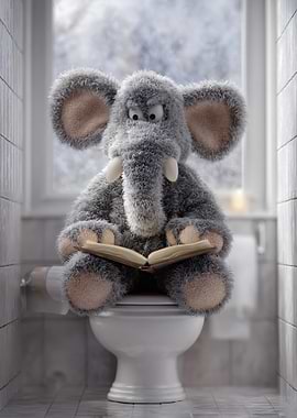 Elephant Reading on Toilet
