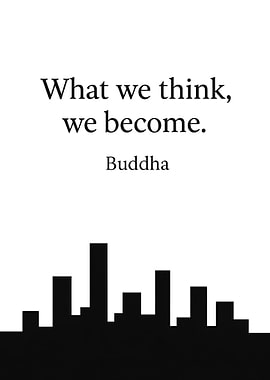Buddha Quote with Cityscape Silhouette