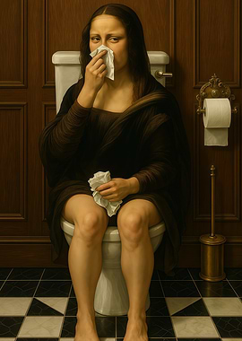 Mona Lisa in the Bathroom Toilet