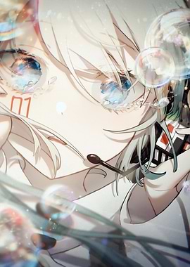 Anime Girl with Bubbles