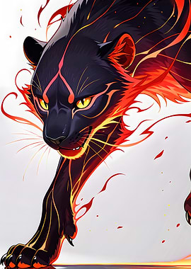 Fiery Black Panther Digital Art