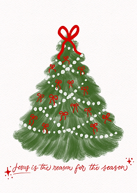 Christmas Tree with Red Bows