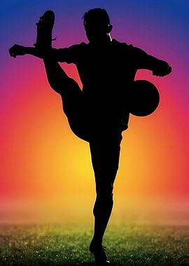 Football Player Silhouette with Colorful