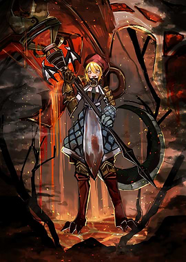 Fantasy Warrior with Dragon Background