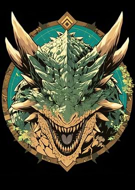 Green Dragon Head Illustration