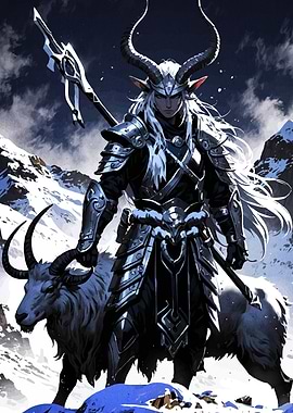 Horned Warrior Snowy Landscape
