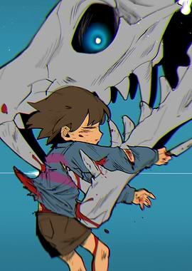 Frisk and Gaster Blaster