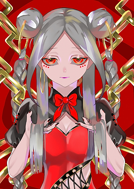 Anime Girl with Red Eyes and Chains
