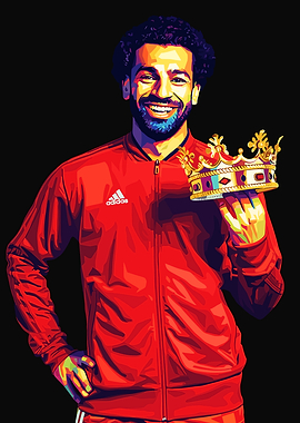 Mohamed Salah with Crown Pop Art