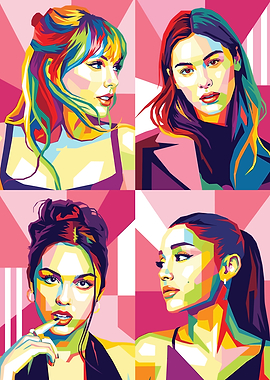 Pop Star Colorful Portrait Collage