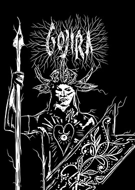 Gojira Band Warrior Black and White Art
