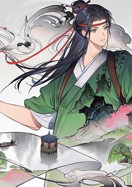 Anime Man in Landscape Kimono