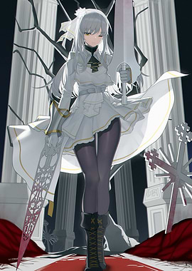 Anime Girl with Swords in Fantasy Setting