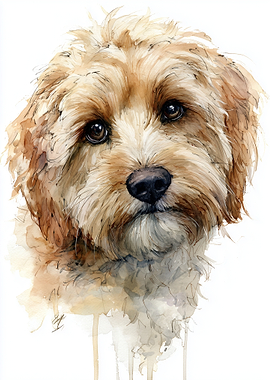 Watercolor Portrait of a Cute Dog
