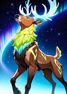Stylized Deer with Glowing Antlers
