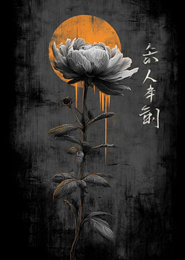 Ukiyo Minimalism Peony Flower