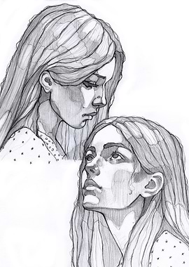 Pencil Sketch of Two Women