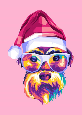 Dog with Santa Hat Pop Art