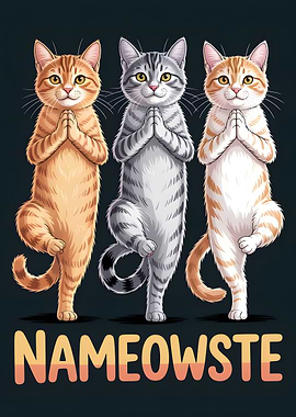 Yoga Cats 'Nameowste' Illustration