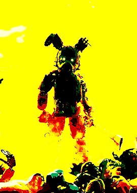 Springtrap Animatronic Figure in Yellow Light