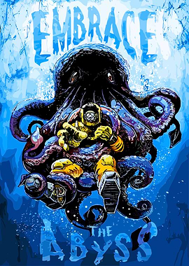 Embrace the Abyss: Diver and Octopus
