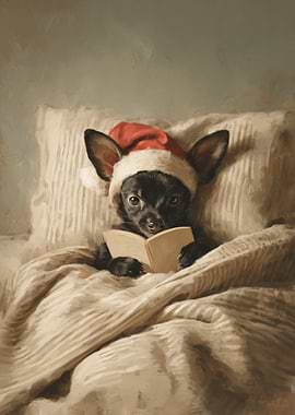 Christmas Chihuahua Reading