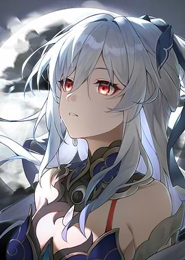 Anime Girl with White Hair and Red Eyes