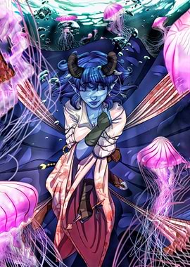 Jester Lavorre Underwater with Jellyfish