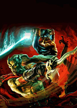 Fantasy Battle Scene with Monsters