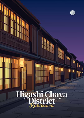 Higashi Chaya District Kanazawa Illustration