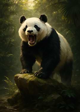Roaring Panda in Jungle
