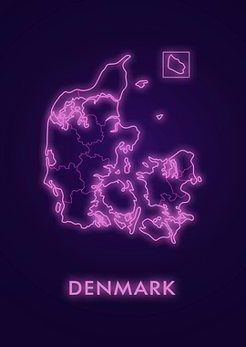 Neon Denmark Map