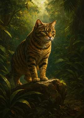 Striped Cat in Jungle
