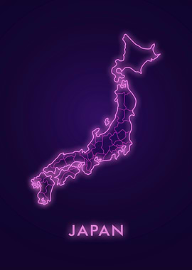 Neon Japan Map