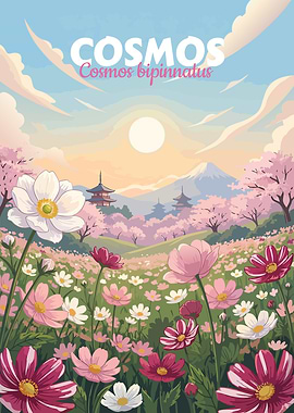 Cosmos bipinnatus flower field landscape
