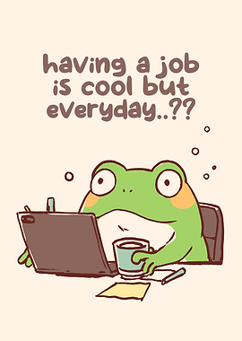 Frog Working Everyday Cartoon