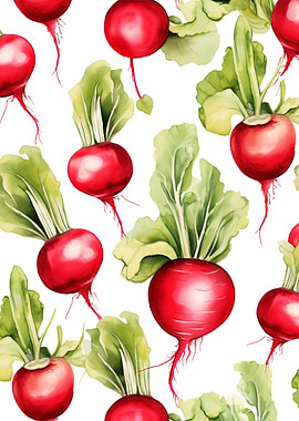 Radish Watercolor Pattern