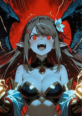 Anime Vampire Girl with Wings