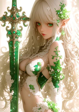 Elf Warrior with Emerald Sword