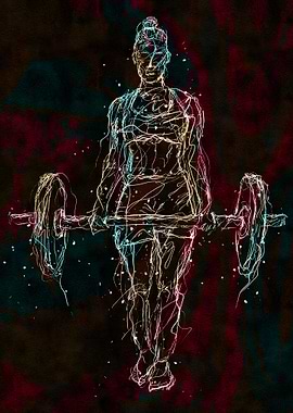 Weightlifting Woman Abstract Art